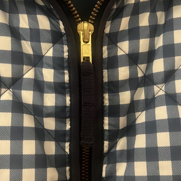 Andrea Jovine blue & white puffy gingham quilted vest SZ large preppy  casual - Picture 12 of 15